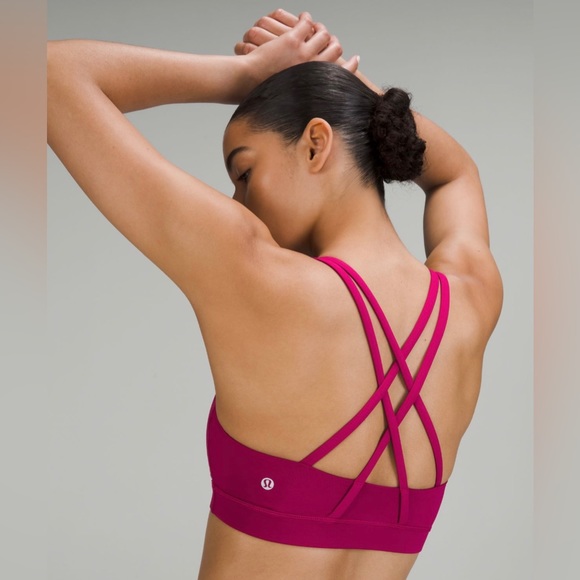 lululemon energy bra in *medium support, B-D Cups in berry magenta - Picture 5 of 5